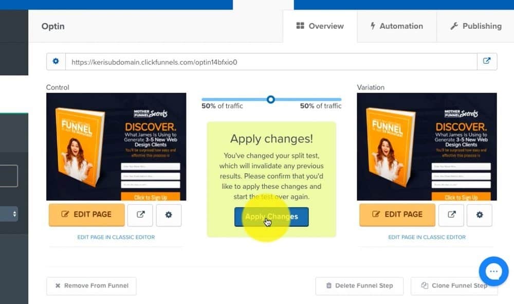 Clickfunnels split testing