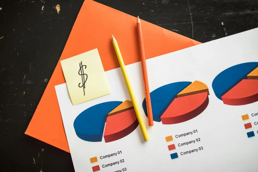 a pie graph and pencils